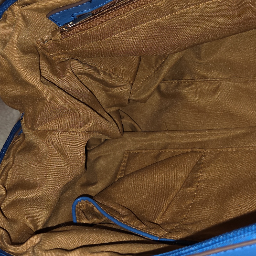Sondra Roberts 2 Blue Leather Crossbody Satchel $300 Estimated Retail GUC - Picture 6 of 16
